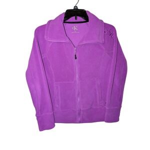 Calvin Klein Performance Womens Purple Full Zip Fleece Jacket Mock Neck Small